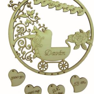 Διακοσμητικό τοίχου στρόγγυλο-καρότσι + 4 στοιχεία 25cm