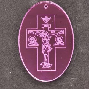 Plexiglass ροζ καθρέφτης  7 εκ. Εσταυρωμένος