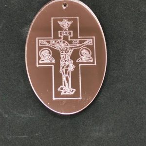 Plexiglass ροζ χρυσός καθρέφτης  7 εκ. Εσταυρωμένος