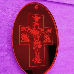 Plexiglass κόκκινος καθρέφτης  7 εκ. Εσταυρωμένος