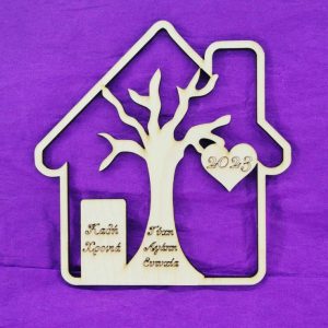 Σπιτάκι ξύλινο, δέντρο ζωής Καλή Χρονιά με ευχές (Τύχη, Αγάπη, Ευτυχία)  15 εκ.