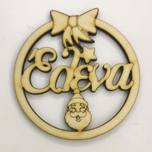 Ξύλινο στρογγυλό με φιόγκο και (όνομα δικό σας)  10 εκ.