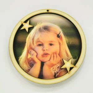 Ξύλινο στρογγυλό (αστέρι) και εκτυπωμένη πλάτη φωτογραφία (της αρεσκείας σας)  10 εκ. - Image 1