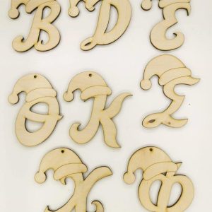 Ξύλινα Γράμματα με σκούφο  10 εκ. (τιμή / τεμάχιο - Γράμματα της επιλογής σας)