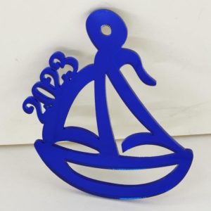 Plexiglass στολίδι 7 εκ. καθρέφτης μπλε - Image 1