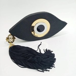 Ξύλινο μάτι με χρυσό καθρέφτη 18X9 εκ.