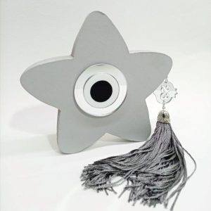 Ξύλινο αστέρι με ασημί καθρέφτη 17X17 εκ.