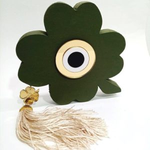 Ξύλινο τετράφυλλο με χρυσό καθρέφτη 16X16 εκ.