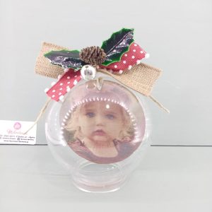 Μπάλα plexiglass 10 εκ. εκτύπωση φωτογραφίας σε ξύλινο στοιχείο (φωτογραφία επιλογής σας)