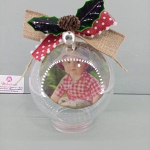 Μπάλα plexiglass 10 εκ. εκτύπωση φωτογραφίας σε ξύλινο στοιχείο (φωτογραφία επιλογής σας)