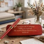 Ξύλινη Θήκη με Στυλό Δώρο για Δασκάλα