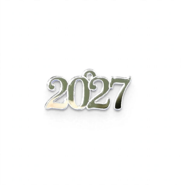 Διακοσμητικό στοιχείο για γούρια 2027 από ασημί plexiglass καθρέφτη