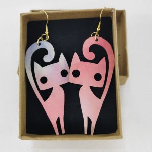 Ξύλινο χειροποίητο σκουλαρίκι με εκτύπωση με ατσάλι