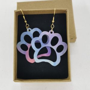 Ξύλινο χειροποίητο σκουλαρίκι με εκτύπωση με ατσάλι