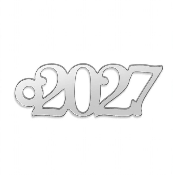 Διακοσμητικό στοιχείο για γούρια 2027 από ασημί plexiglass καθρέφτη