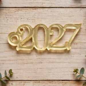 Διακοσμητικό στοιχείο για γούρια 2027 από χρυσό plexiglass καθρέφτη